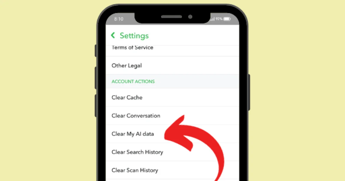 clear my ai data for delete chat of my ai