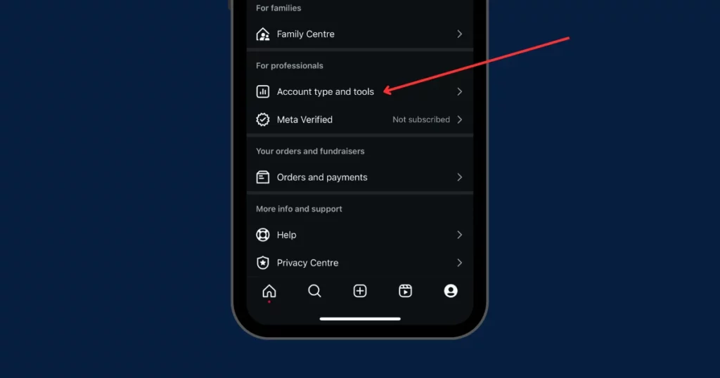 look for account type and tools on does instagram have profile views