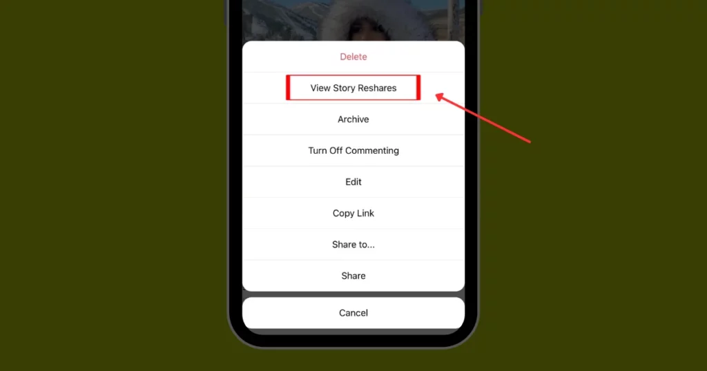 view story reshares feature