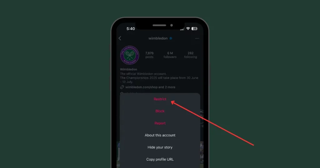 choose restrict on how to hide who you are following on instagram in public account