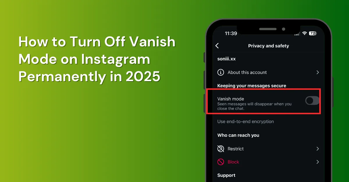 how to turn off vanish mode on instagram