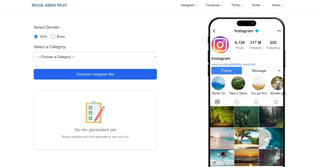 generate free instagram motivational bios