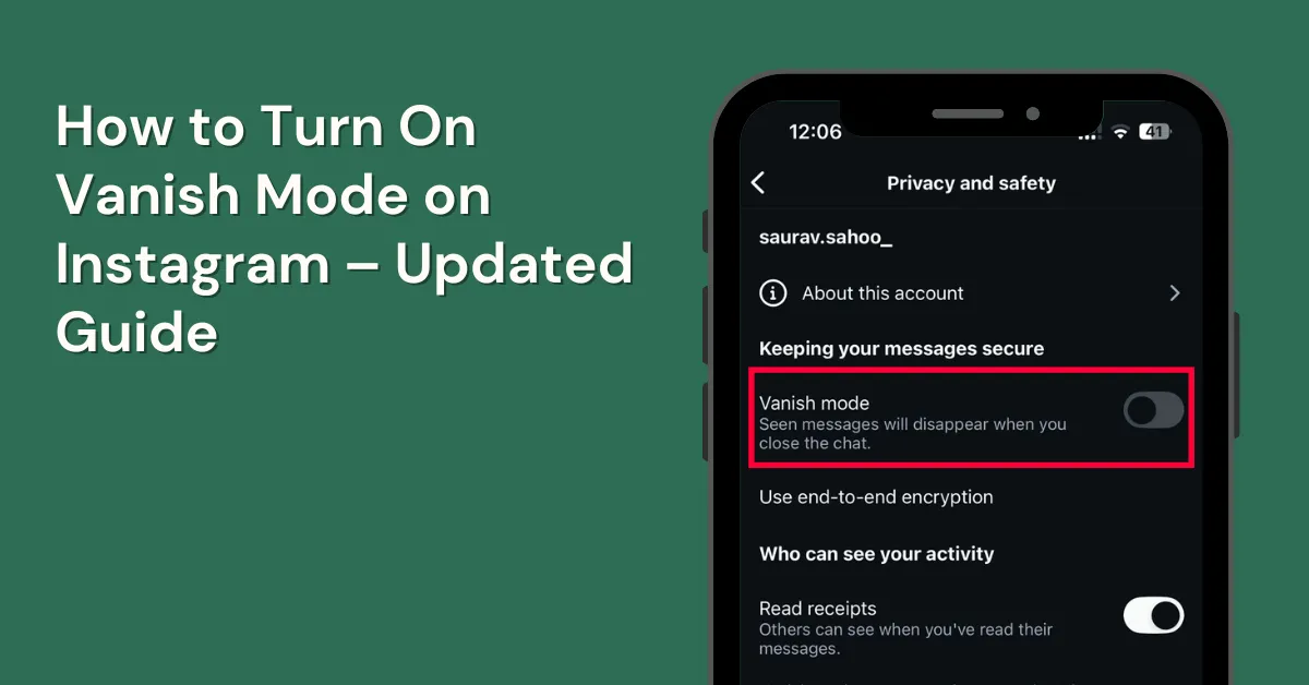 how to turn on vanish mode on instagram