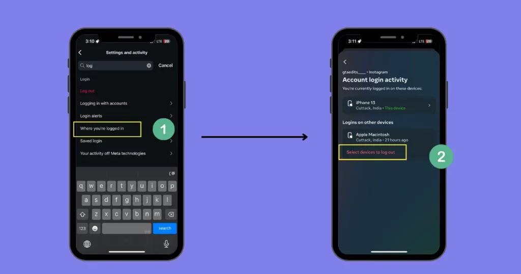 log out of other devices on phone