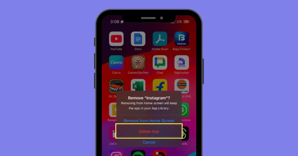 reinstall instagram app