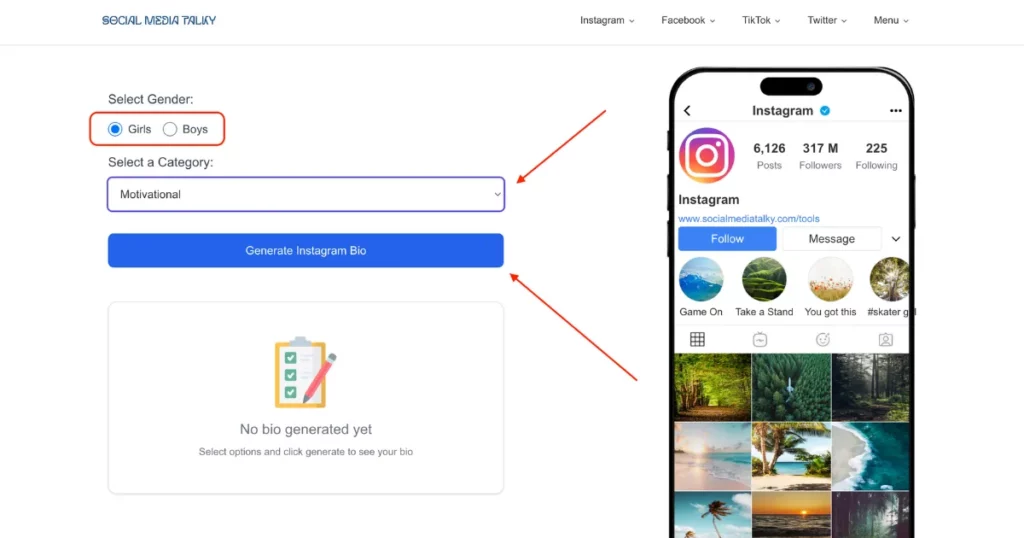 select gender and pick motivational as your category