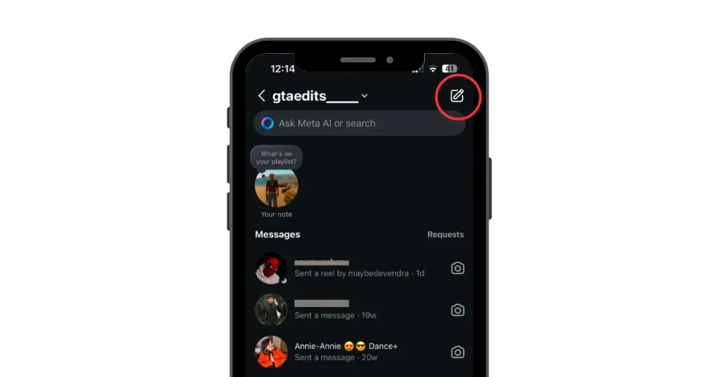 start a new one by selecting the + icon