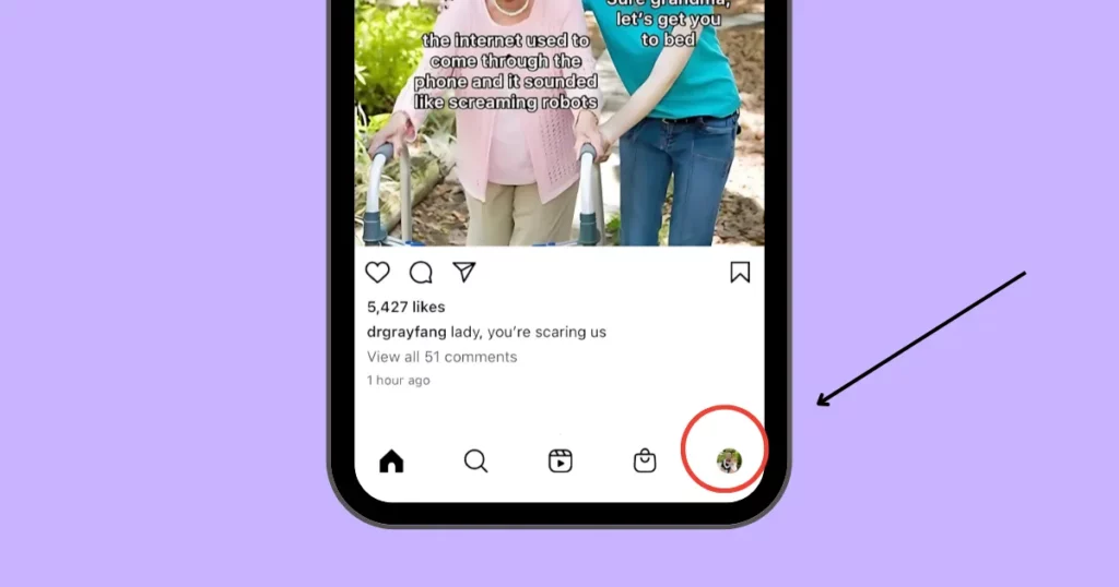 tap on your profile image in the lower right corner of the Instagram app