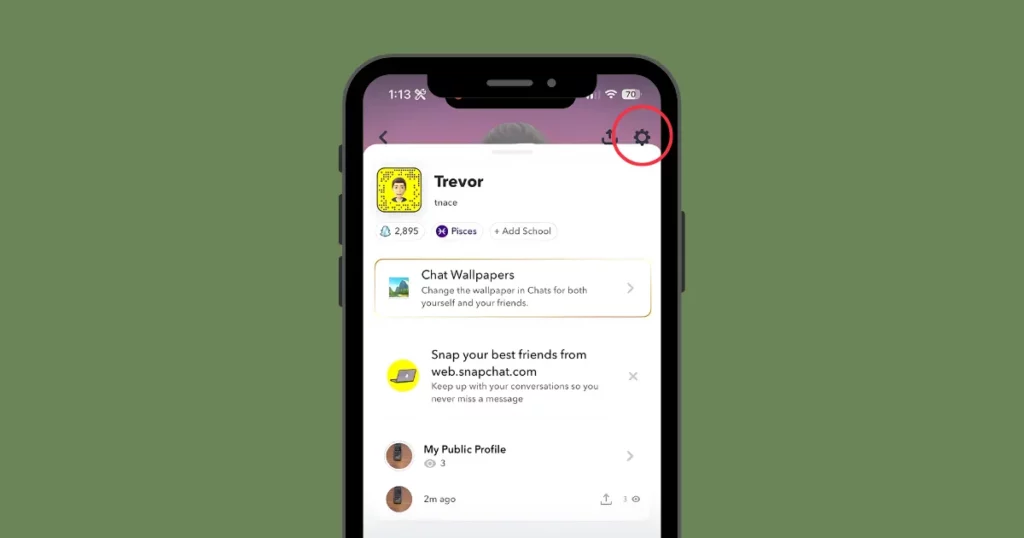 tap the gear icon (top right) to open settings