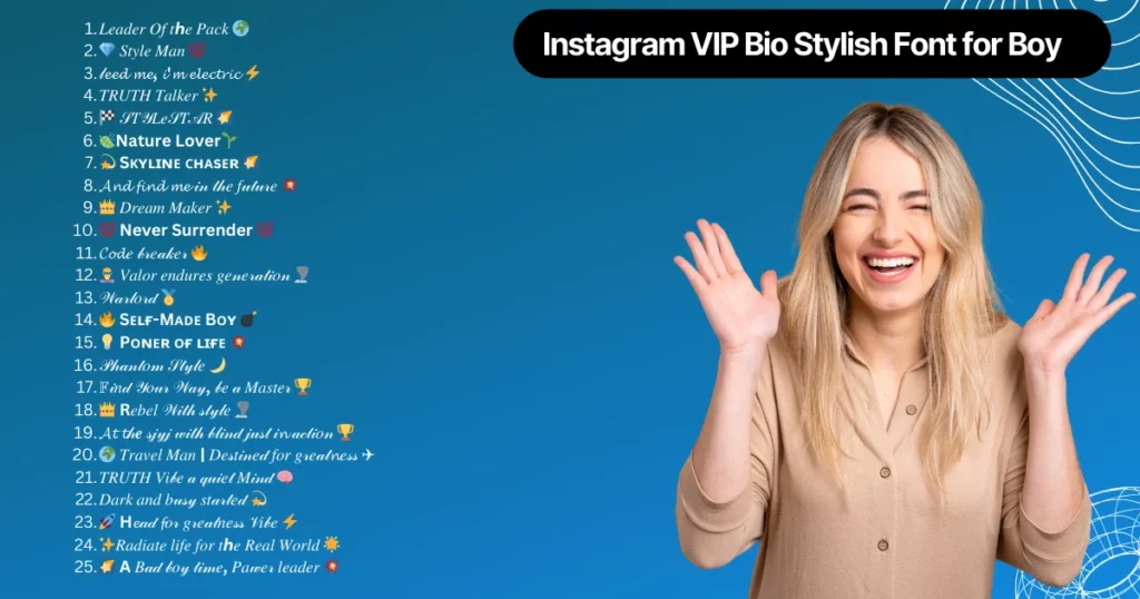 instagram vip bio stylish font for boy