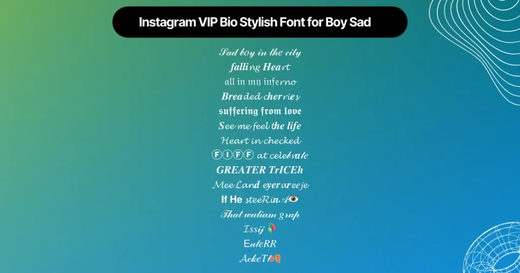 instagram vip bio stylish font for boy sad