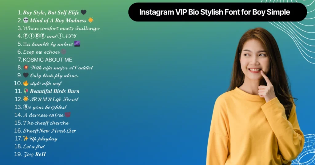 instagram vip bio stylish font for boy simple