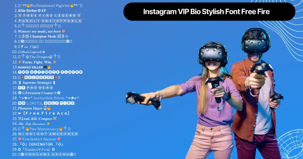 instagram vip bio stylish font free fire