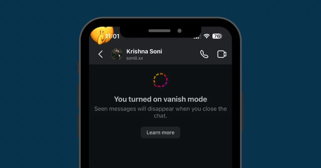 vanish mode on instagram